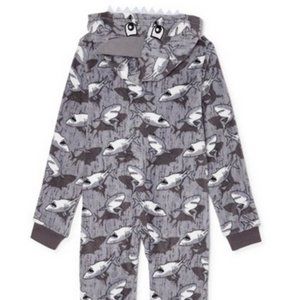 Nwt 4 sharks character face hoodie teeth sleeper pajamas boy shark christmas pjs